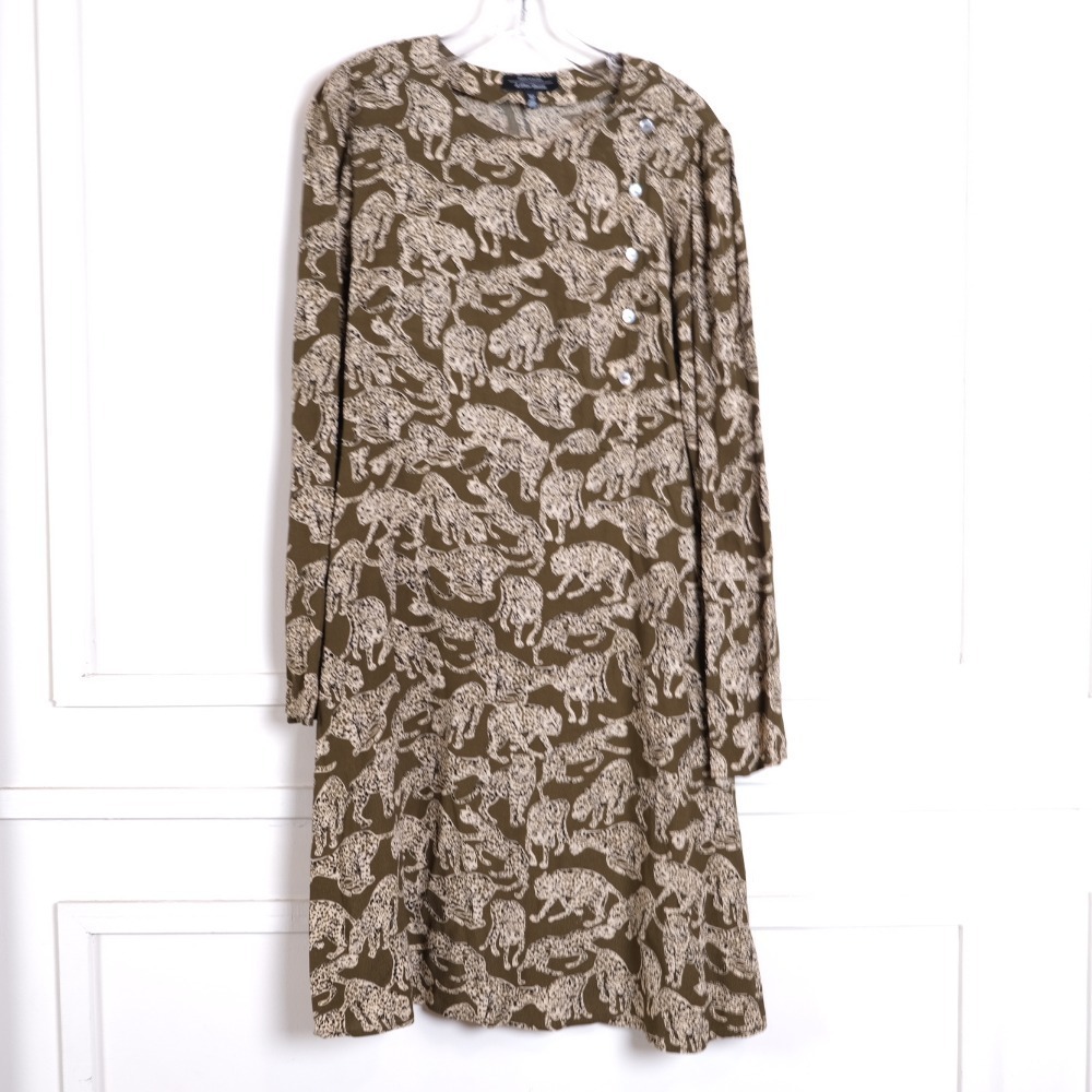 & Other Stories Sz 6‎ Leopard Animal Print Button Lightweight Casual Dress